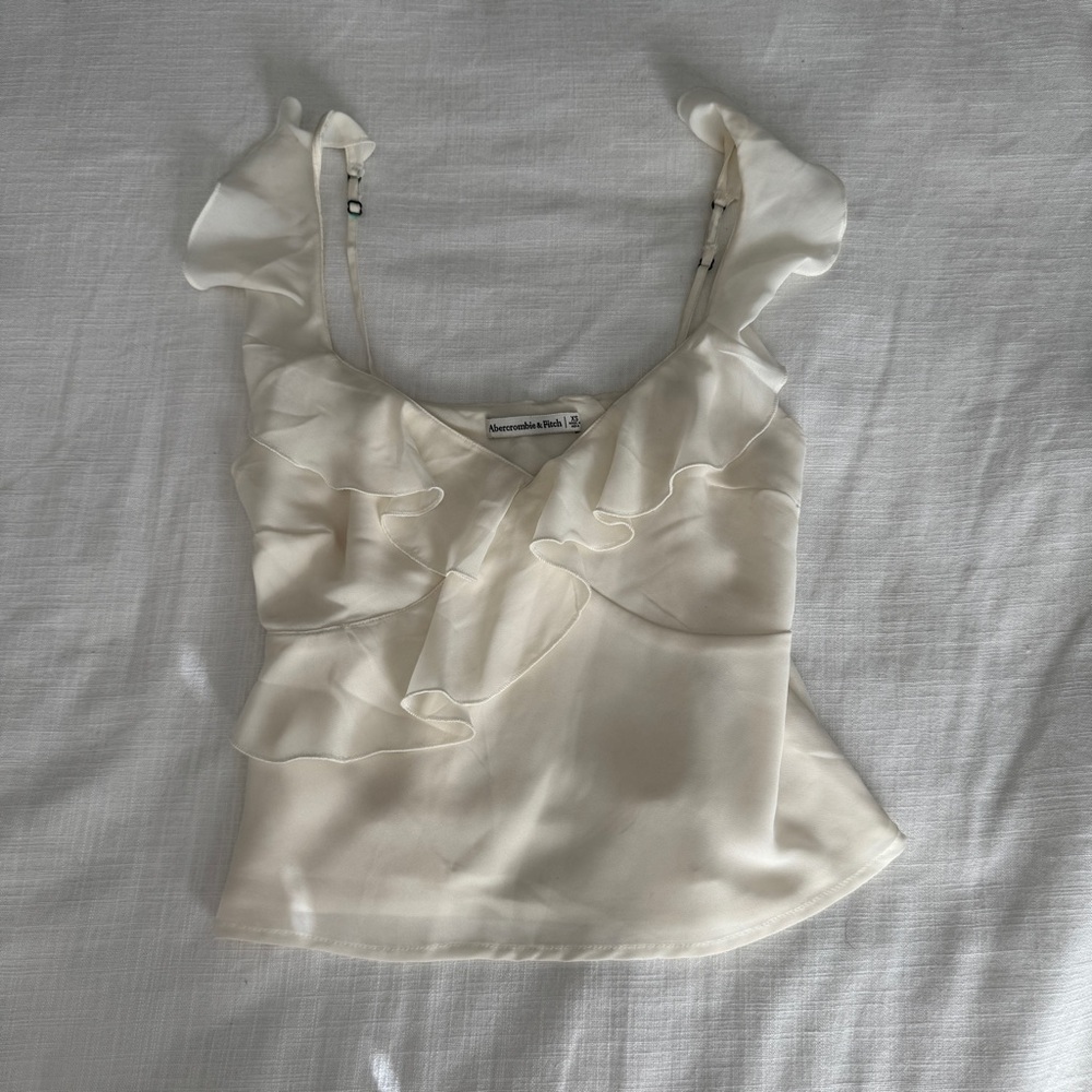 Abercrombie Cream Ruffle Top